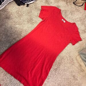 American Giant Red Pocket T Shirt Dress Small